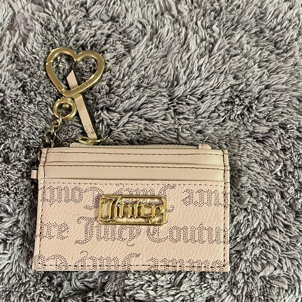 Juicy Couture Blush Pink Logo Card & Heart Keychain Holder